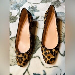 J. Crew calfskin leopard print chunky heels.